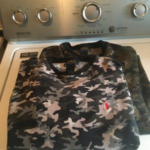 (2)Boys POLO RALPH Camo Waffle Long Sleeve Size L